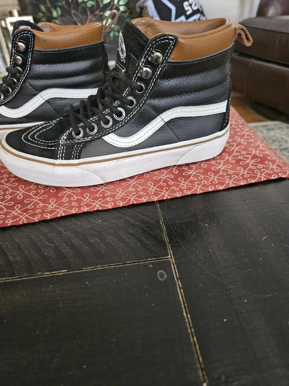Vans Kids Black and Brown High-Top Sneakers